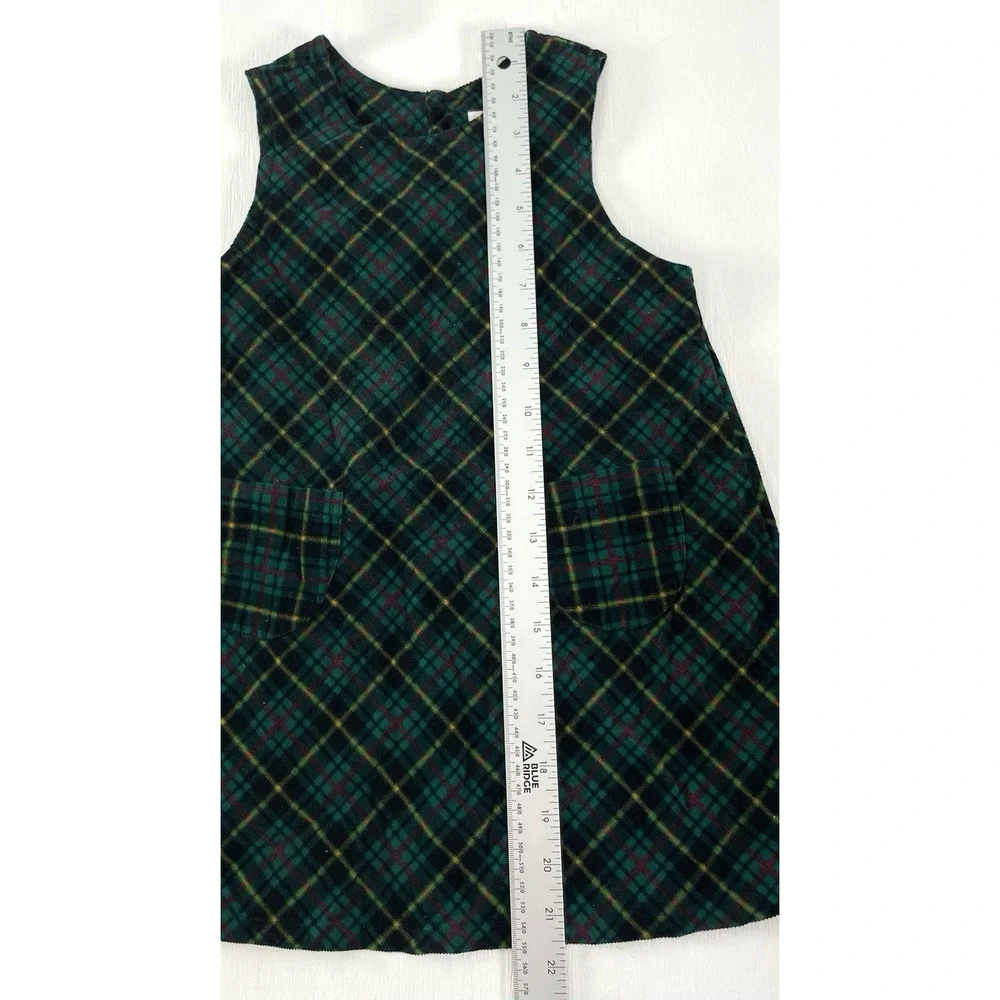 Girls Vintage Christmas Plaid Corduroy Jumper Dress | Gymboree Rainbow Tag M 3/4